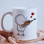 The Earth Store Cuddle Series Violin Printed Cute Coffee Mug For Loved Ones, Couple 350 Ml Ceramic Coffee Mug Gift For Friendhship Day, Valentines Day,Birthday