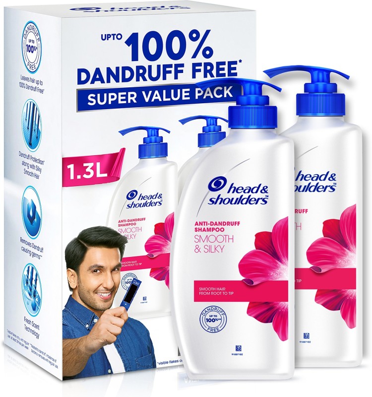 Head & Shoulders Smooth And Silky, Anti Dandruff Shampoo For Women & Men(1.3 L)