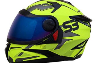 Steelbird Sbh-17 Terminator Full Face Graphic Helmet In Glossy Fluo Finish With Chrome Visor (M, Fluo Neon)