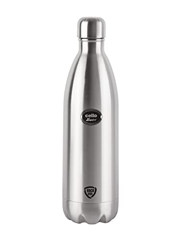 Cello Swift Thermosteel Water Bottle 1000Ml, Silver | 24 Hours Hot & Cold | Rust & Leak Proof | Ideal For Office, Gym, Home, Kitchen, Hiking, Trekking, Travel Bottle