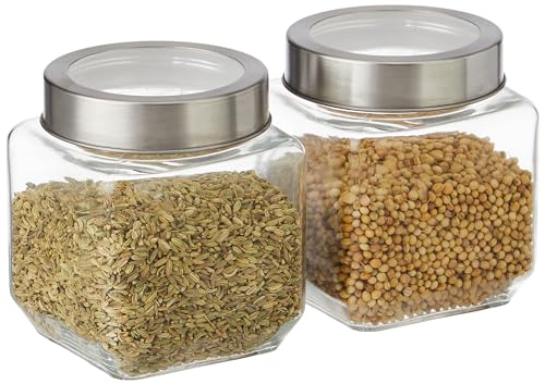 Amazon Brand – Solimo – Set Of 2 Glass Jars – 500 Ml – Bpa-Free, Airtight, Transparent