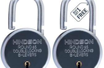 Hindson India Round 65Mm Padlock – Heavy Duty Metal Body Lock With Double Locking Mechanism, 8 Steel Levers, 3 Silver Keys | Ideal For Door Lock, Gate Lock, Shutter Lock | Pack Of 2