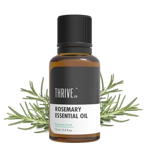Thriveco Rosemary Essential Oil For Hair Growth & Hair Fall Control | Reduces Hair Breakage & Improves Scalp Health | 100% Pure, Certified Organic & Natural | With Vitamin E | For Men & Women | 15Ml