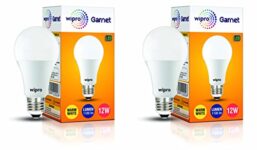 Wipro Garnet 12W Led Bulb For Home & Office |Warm White (2700K) | E27 Base|220 Degree Light Coverage |4Kv Surge Protection |400V High Voltage Protection |Energy Efficient | Pack Of 2