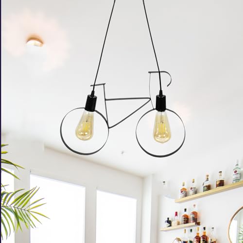 Lexton Decoration 40 Watts Cycle Shape Ceiling Pendant Hanging Lamp Light Fixture | Bedroom, Kitchen, Indoor Outdoor Or Home Decoration (Corded Electric Black Pack Of 1) (Bulb Not Included)