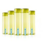 Lasaani Round Unbreakable Plastic 1000 Ml Fridge Water Bottle Set Of 5, Olive Green