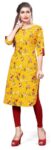 Dsk Studio Women Floral Print Straight Kurta(Yellow)