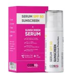 Cos-Iq Face Serum Sunscreen Spf 50 And Pa++++ | Serum Based Sunscreen For Oily Skin, Dry Skin, Combination Skin, Normal Skin | Broad Spectrum Sunscreen, No White Cast, Lightweight, Non Greasy – 30Ml