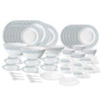 Larah By Borosil Weave Fluted Series Opalware Dinner Set | 66 Pieces For Family Of 6 | Microwave & Dishwasher Safe | Bone-Ash Free | Crockery Set For Dining & Gifting | Plates & Bowls | White