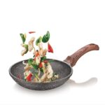 Echt Die Cast Aluminum Non Stick Frying Pan(20 Cm), Granite Finish,Wooden Finish Soft Touch Handle, Idle To Sauté Vegies And Fry Omelette, Pfoa Free, Tapper Fry Pan With 1 Year Warranty(Grey)-12Pc