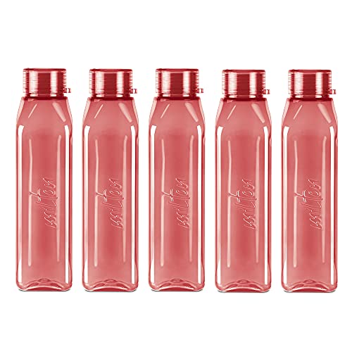 Amazon Brand – Solimo 1 Lt Water Bottle | Multicolor | Set Of 6 (Xing) – Polyethylene Terephthalate