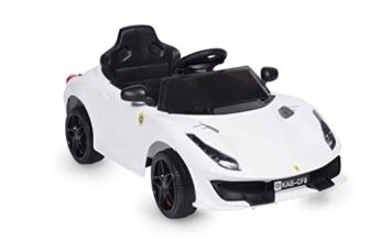 Brunte Matzo Rechargeable Battery-Operated Ride On Car Music Battery Operated Big Car For Kids To Drive 2 To 4 Years Boys Girls (White), Made In India
