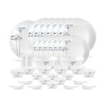 La Opala, Novo Collection, Opal Glass Dinner Set 35 Pcs, Aqua Spray, White