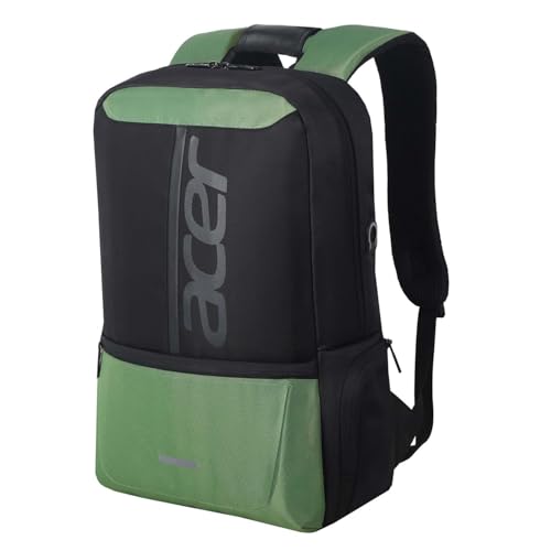 Acer Lite Extra Soft Padded Backpack Panel With Airmesh (16 Litre Capacity/Heavy Duty Sbs Zippers/Premium 1680D Polyester Fabric) Premium Black And Green