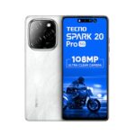 Tecno Spark 20 Pro 5G (Glossy White, 8Gb+128Gb)| 108Mp Ultra Clear Imaging | Super Ellipse Design | Mtk D6080 5G Processor | 6.78″ 120Hz Ltps Lcd Display | 5000Mah Battery With 33W Charger