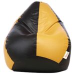 Sattva Classy.Elegant.Stylish Classic Dual Colour Bean Bag Filled With Beans (Black Yellow, Xxl)
