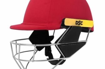 Dsc Scud Ms Cricket Helmet For Mens (Fixed Spring Steel Grill), Size : Small, Color : Red
