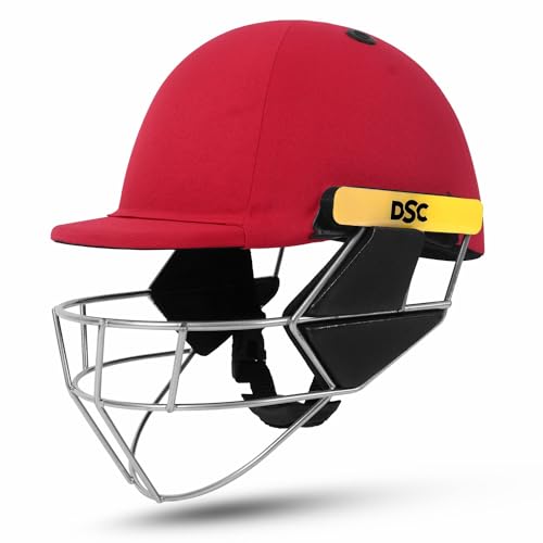 Dsc Scud Ms Cricket Helmet For Mens (Fixed Spring Steel Grill), Size : Small, Color : Red