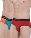 One8 By Virat Kohli Men’S Solid Brief (Pack Of 3) (203R1_Brick Red/Orange/Sea Green_X-Large)