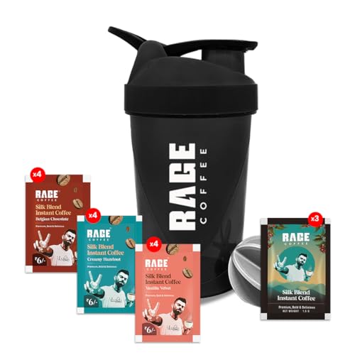 Rage Coffee Extra Strong Premium Blend Coffee Sachets – (Pack Of 50) | Premium, Bold & Instant | Makes 50 Cups | Instant Coffee Sachets & Chicory- 100% Arabica Beans For Hot & Cold Coffee Powder + Multi-Purpose Shaker 400 Ml