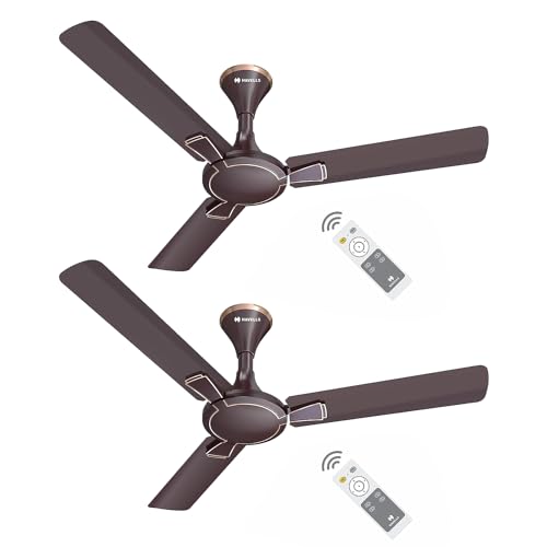 Havells 1200Mm Equs Bldc Motor Ceiling Fan|5 Stars With Rf Remote, 100% Copper, Upto 57% Energy Saving|Eco Active Technology, Flexible Timer Setting, Memory Backup|(Pack Of 1, White Maroon)