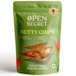 Open Secret Lemon Chilli Almond Butter Chips (Pack Of 12)| Baked, Not Fried| Lemon Chilli Almond Butter Nutty Dry Fruit Sandwich | Rich In Protein | Healthy Diet Snack Pack