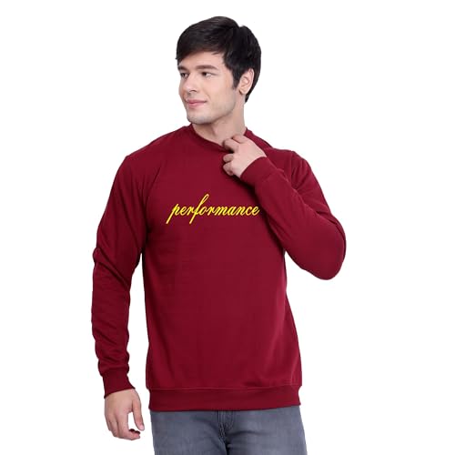 Blue Star Shark Round Neck Performance Sweatshirt For Men | Plain Causal Solid Full-Sleeve Cotton Fleece Sweatshirt For Winter | Stylish Branded Casual Wear For Gym Warm Travel,Maroon, M