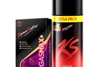 Kamasutra Spark Deodorant Mega Pack 220 Ml And Orgasmax+ Condoms 10 Count, Spray, Men