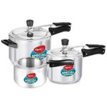 Pigeon By Stovekraft 2+3+5 Litre Combo Special Aluminium Inner Lid Non-Induction Base Pressure Cooker (Silver) Bis Certified,Common Lid For 2+3L