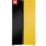 Haier 602L, 3-Star, Vogue 100% Convertible Fridge Space, Expert Inverter 2-Door Side By Side Refrigerator, (Hrs-682Kyg, Black Yellow Glass)