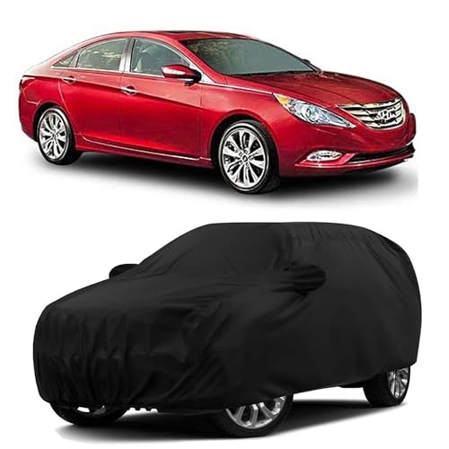Sulfar 100% Water Resistant Car Body Cover Compatible With Mirror For Hyundai Sonata Transform (Triple Stitched, Full Bottom Elastic, Black)