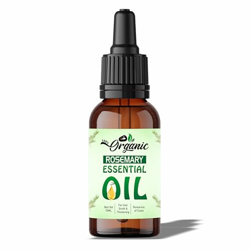 Groly 100% Organic Rosemary Essential Oil For Hair Growth, Hair Fall Control And Nourishment, Skin Care | Clinically Tested & Ecocert Certified Organic 100% Pure, Natural, Undiluted | 15Ml