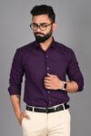 Fubar Men Solid Formal Purple Shirt