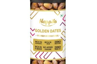 Happilo Golden Dates Jar 400G, Rich In Iron, Antixidants, Fiber And Vitamin, Chewy Texture, Natural Sweetness, No Added Preservatives