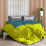 The Sleep Company Solid Double Comforter For Heavy Winter(Microfiber, Neon Lime & Teal Green)