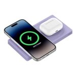Belkin 2-In-1 Wireless Charging Pad With Magsafe 15W, Fast Charging Iphone – Wireless Charging Station For Iphone 16, 15, 14,13 And 12 Series, Airpods, And Other Magsafe Enabled Devices – Lavender
