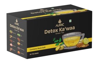 Auric Desi Kahwa Green Tea | 8 Real Ayurvedic Herbs & Rock Salt | 100% Natural, Non-Gmo | Immunity Booster | Improves Digestion | Individually Wrapped 36 Tea Bags