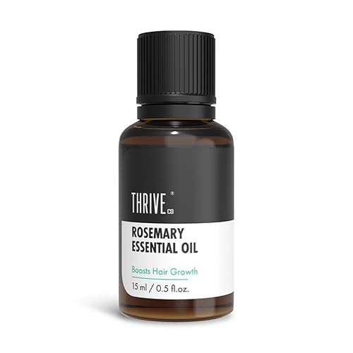 Thriveco Rosemary Essential Oil For Hair Growth & Hair Fall Control | Reduces Hair Breakage & Improves Scalp Health | 100% Pure, Certified Organic & Natural | With Vitamin E | For Men & Women | 15Ml
