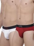 One8 By Virat Kohli Men’S Solid Brief (Pack Of 2) (104I-White/White/Maroon_Xx-Large)