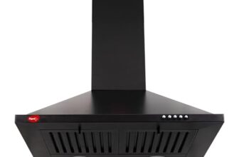 Pigeon Nebula Plus Pyramid Shape Kitchen Chimney 1050 M3/Hr Suction | Heat Auto Clean | 7 Years Warranty On Motor| (Black)