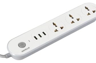 Havells Usb Star – 1.5Mtr, 3 Usb, 3+1, 3Pin, 240 Volts-6A Extension Board Blue-White
