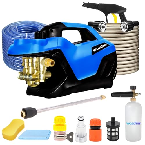 Woscher 969 High Pressure Washer 100% Copper Motor 240 Bars, 2400 Watts,10L/ Min Water Flow Rate, 8 Metres Outlet Hose, Portable For Car, Bike And Washer Pump For Home Use Cleaning|18 Months Warranty