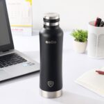 Cello Duro One Touch Insulated Flask | Hot And Cold Stainless Steel Water Bottle | Durable Dtp Coating |Vacuum Insulated Bottle For Travel, Home, Office, School | 800 Ml, Black