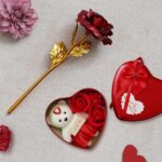 Perpetual Heart Shaped Gift Box With Teddy And Roses Gift For Valentine Day Birthday Anniversary Red Rose Flower, Teddy And Rose Day Gift For Boyfriend Girlfriend (Teddybox And Red Rose)