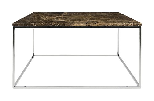 Aprodz Stainless Steel Perlite Square Granite Top Coffee Table For Living Room | Center Table For Home | Brown Granite