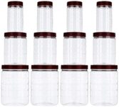 Amazon Brand – Solimo Checkered Airtight Jar Set Of 12, Plastic, Brown