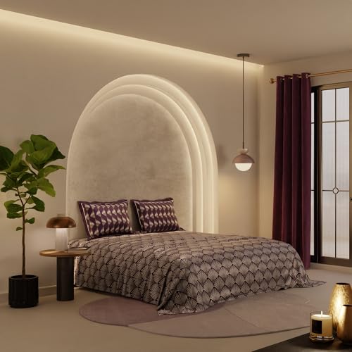 Stoa Paris Bedsheets For King Size Bed, Ultra Satin Bedding Set, 300 Tc Luxury Bedsheet With 2 Pillow Covers, Ideal For Festive Gifting & Home Makeover, Lumiere Collection – Deep Red, Golden