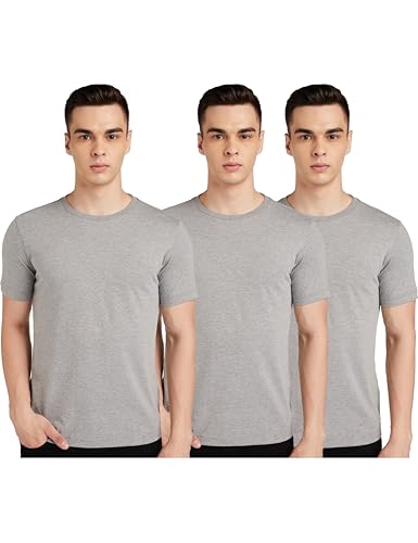 Amazon Brand – Symbol Men’S Solid Cotton T Shirt | Plain | Round Neck | Half Sleeve – Regular Fit | Combo Pack Of 3 (Available In Plus Size) (Grey_L)