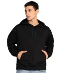 Alan Jones Clothing Men’S Cotton Blend Hooded Neck Loose Oversize Hoodie (Black_L)