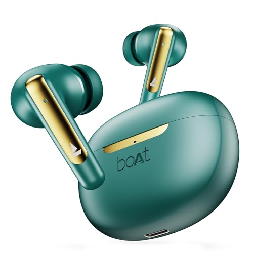 Boat Airdopes 141 Anc, Active Noise Cancellation(~32Db), 50Ms Low Latency, 4Mics Enx, 42Hrs Battery, Fast Charge, Ipx5, V5.3 Bluetooth Earbuds, Tws Ear Buds Wireless Earphones With Mic (Green)